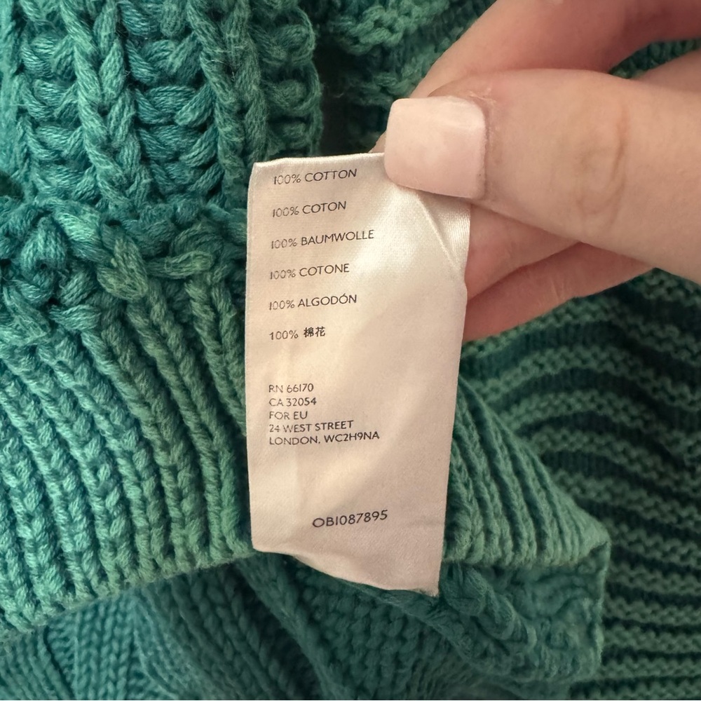 Free People Emerald Green Cable Knit Chunky Sweater Small - Picture 5 of 5